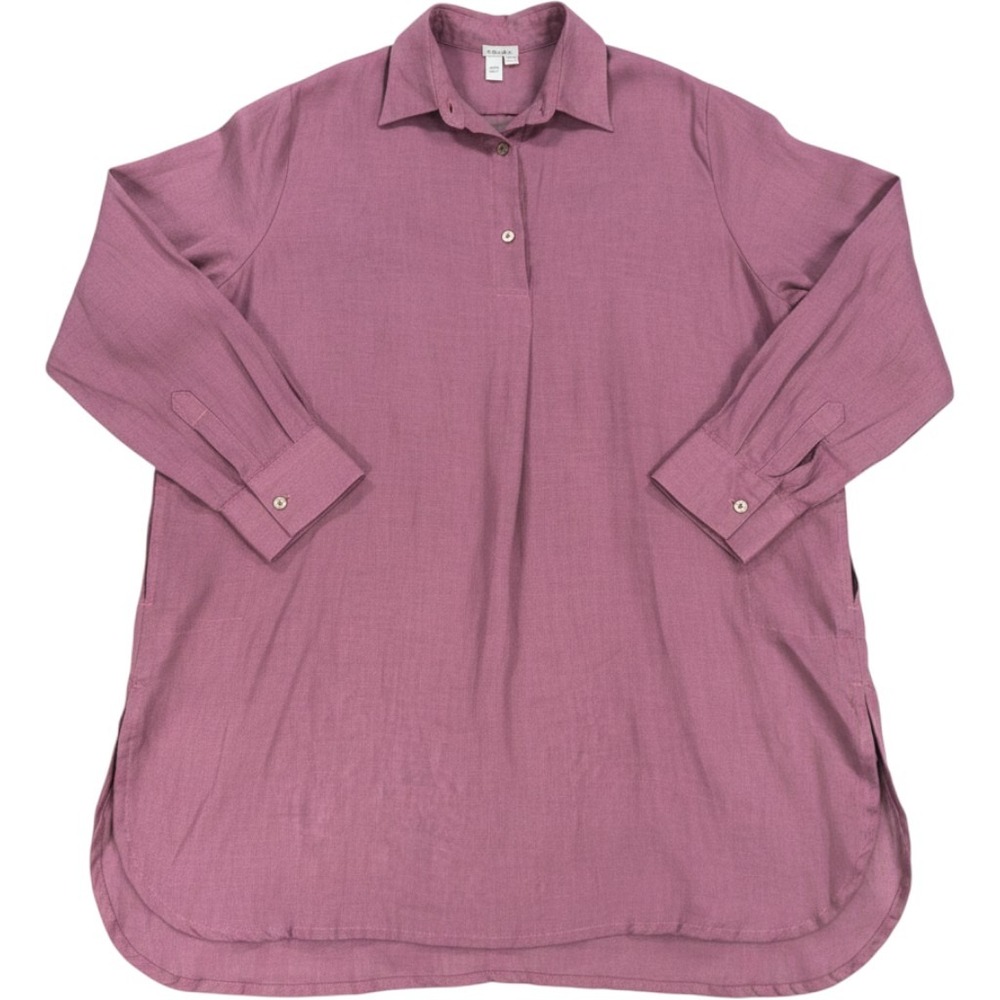 Just Jill Women XL Plum Linen Long Sleeve Pockets Tunic Shirt J1540 NWT